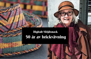 Närbild brickvävda band och ett porträtt av Sonja Berlin