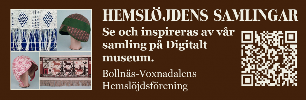 Banner för Bollnäs-Voxnadalens hemslöjdsförening på Digitalt museum i Hemslöjdens samlingar