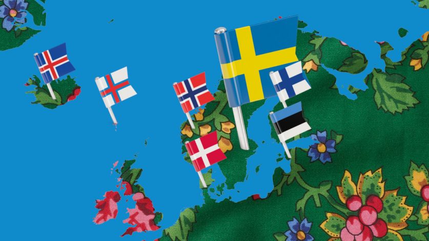 Nordisk karta med flaggor