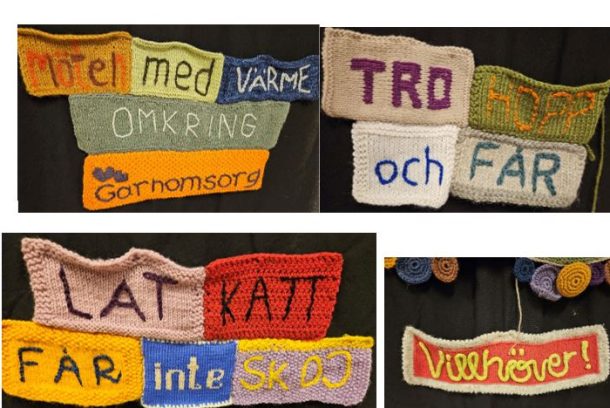 slöjdade ord som satts ihop till en mening