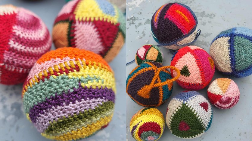 stygnade bollar i glada färger