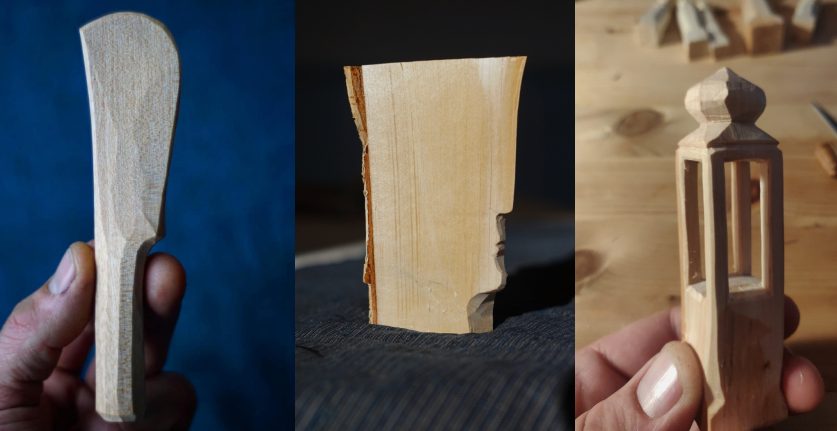 Olika slöjdade träföremål